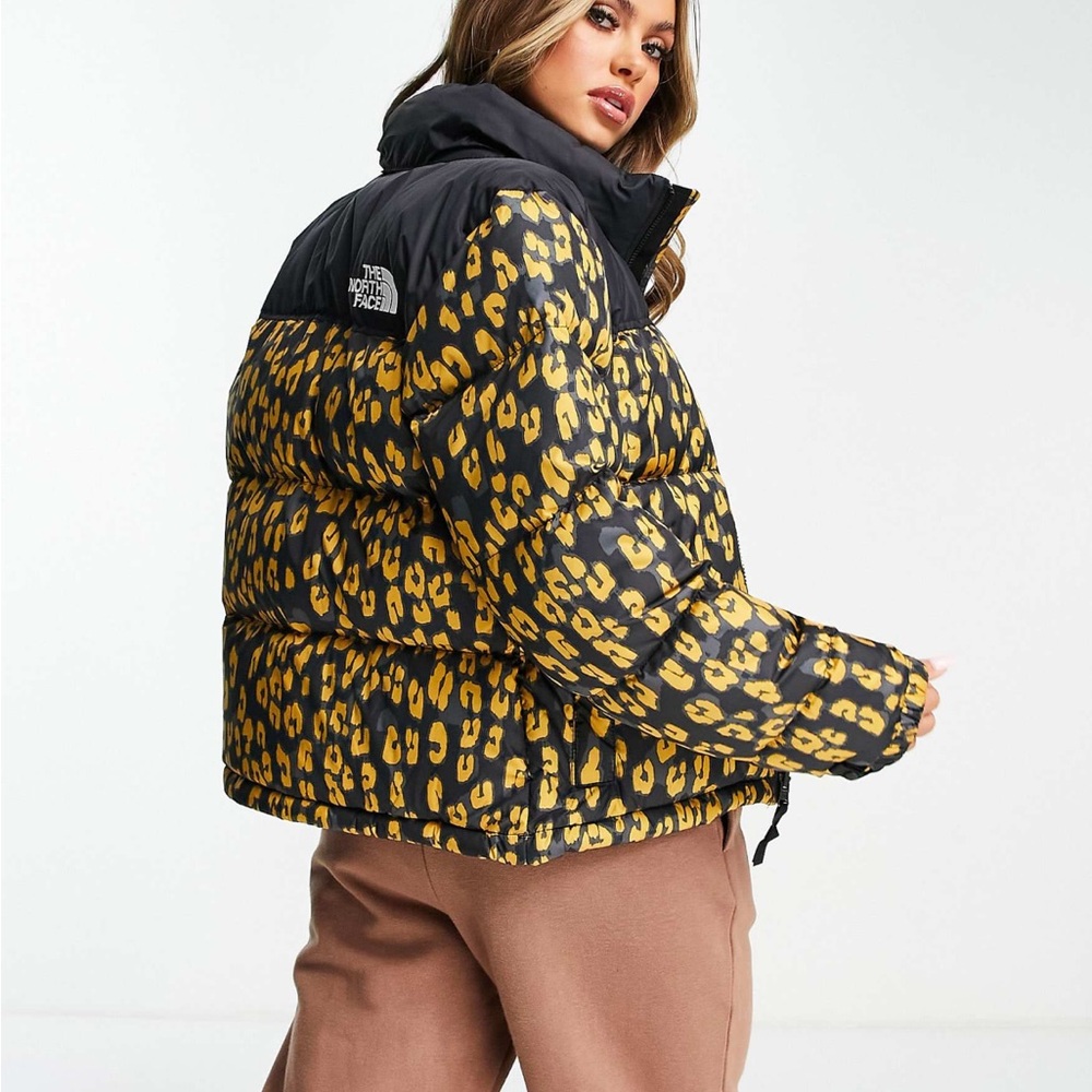 The North Face Black and Gold Leopard Print Puffer Jacket - Picture 3 of 3